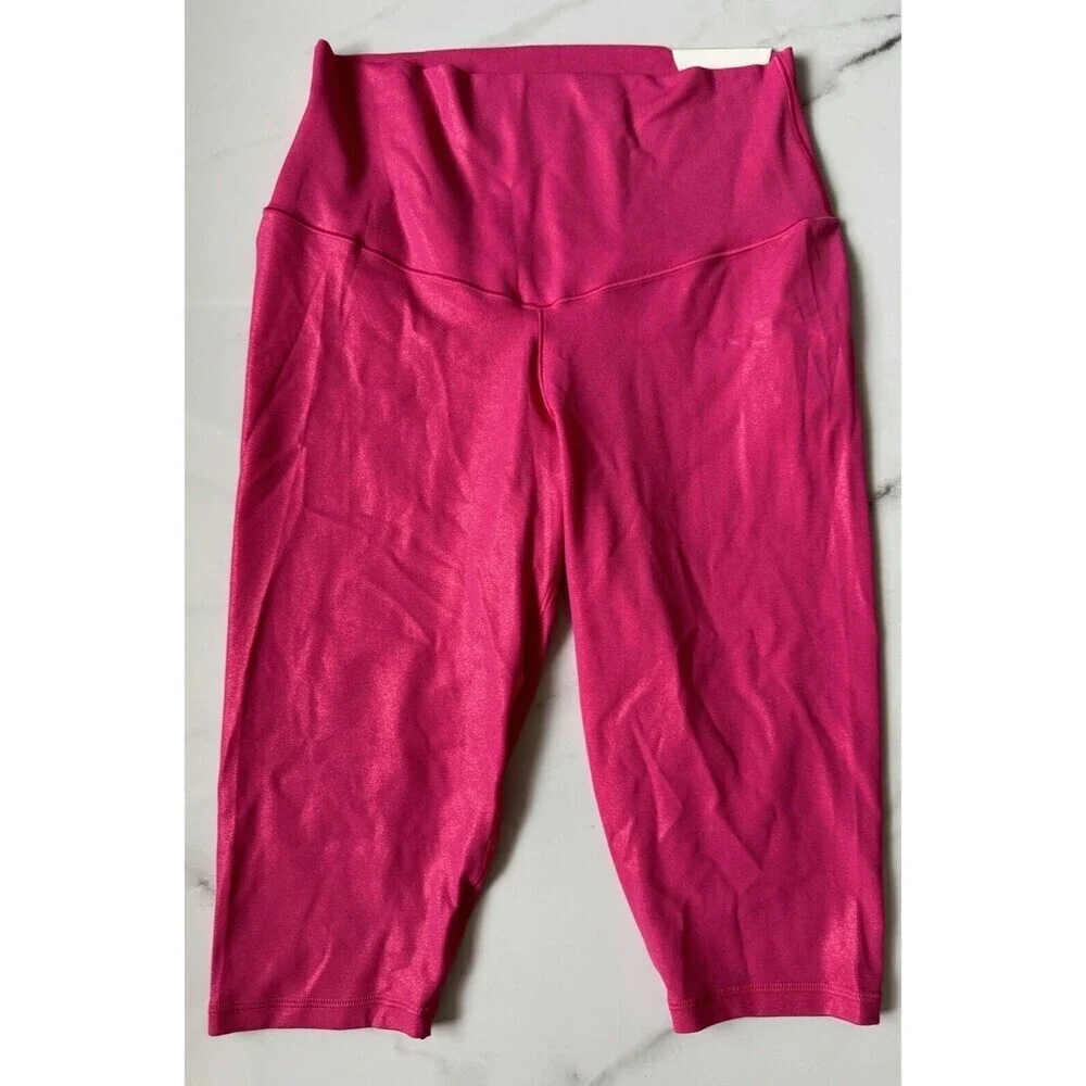 OFFLINE By Aerie Real Me Liquid Shine Cropped Legging fuchsia pink size large